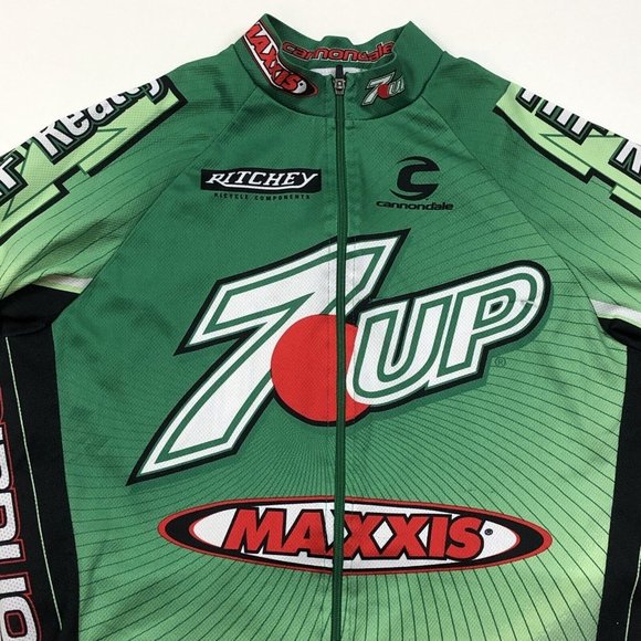 Cannondale 7UP Soda Men’s Cycling Bike Green Jersey Size Small Maxxis Ritchie - Picture 2 of 9
